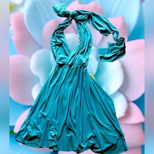 Sugarlips Teal Halter Maxi Dress